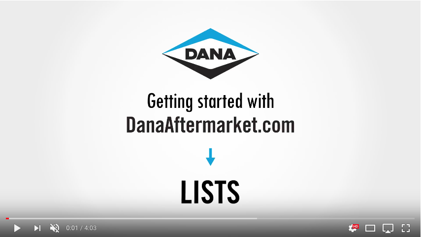 DanaAftermarket.com Lists