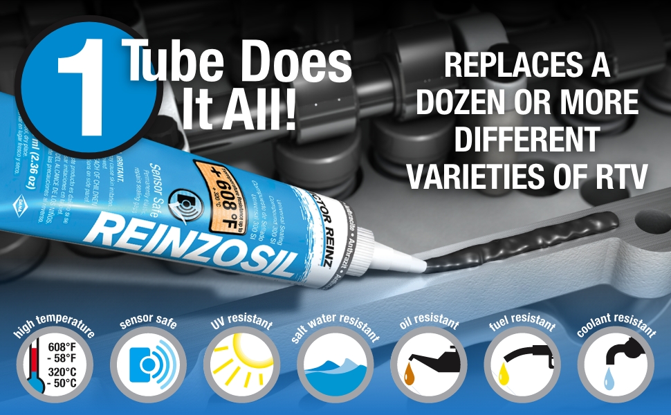 Reinzosil® RTV Silicone Gasket Maker, Sensor Safe, Non-Corrosive, Use in Oil-Resistant, High-Torque and Lightweight Applications - 70ml Tube - 70-31414-10